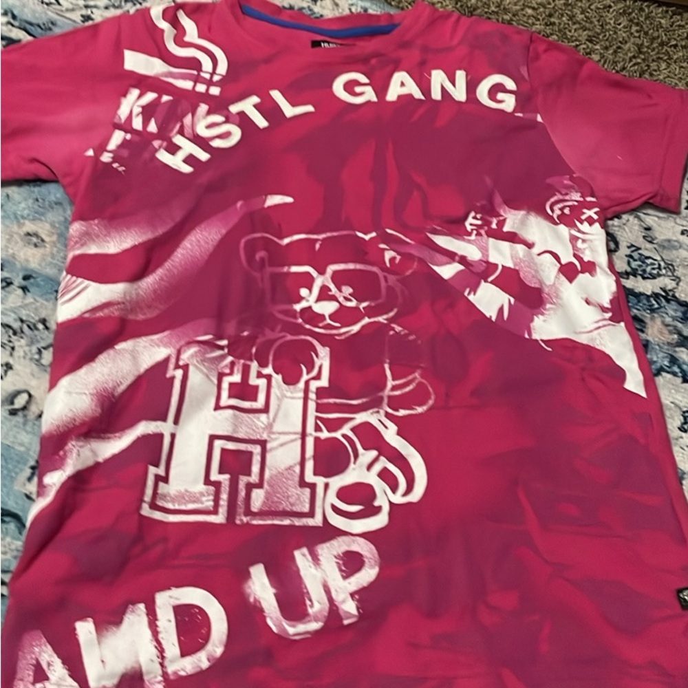 Hustle Gang Hot Pink Graphic Tee with White Print